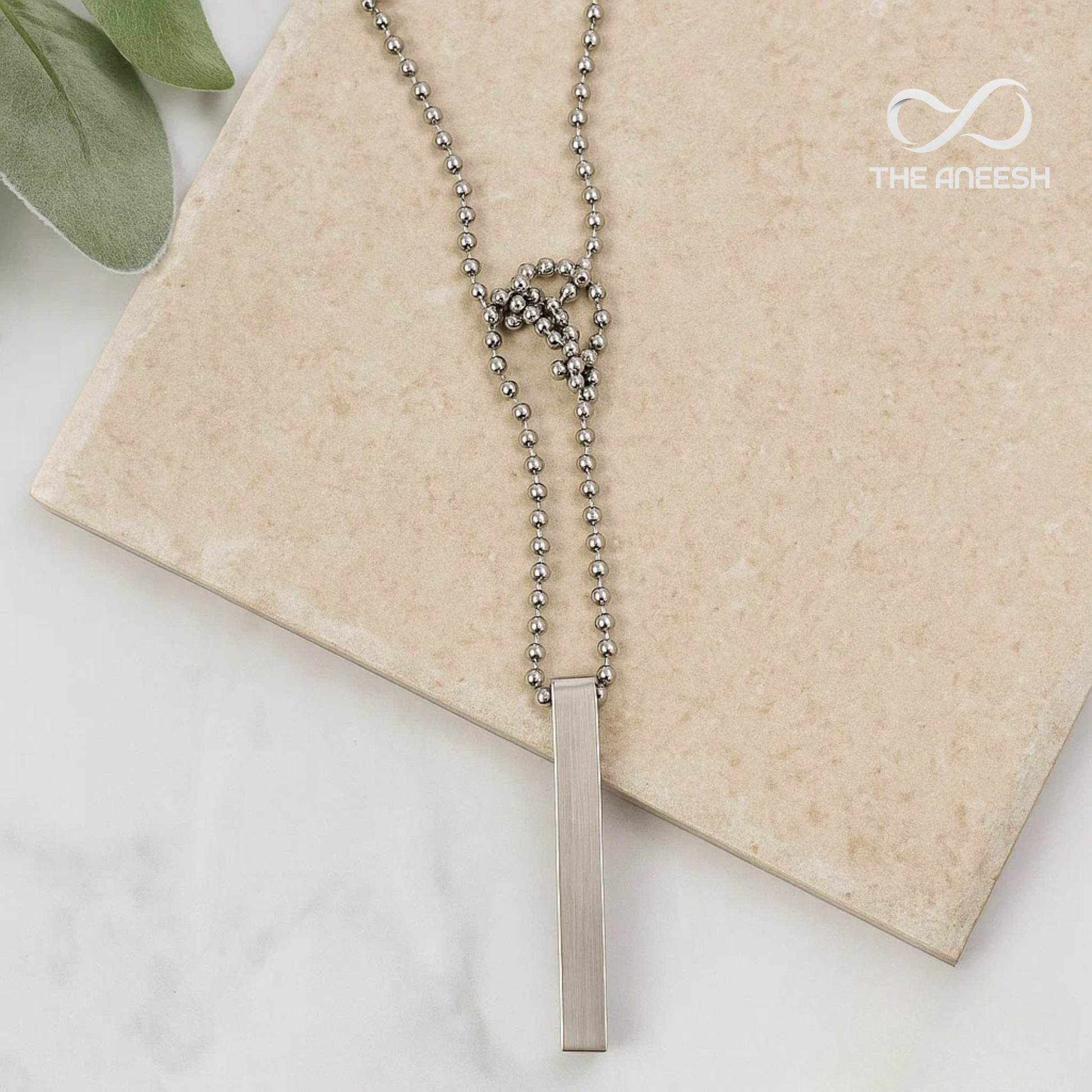 Vertical Bar Pendant Necklace – Sleek Style in Black & Silver