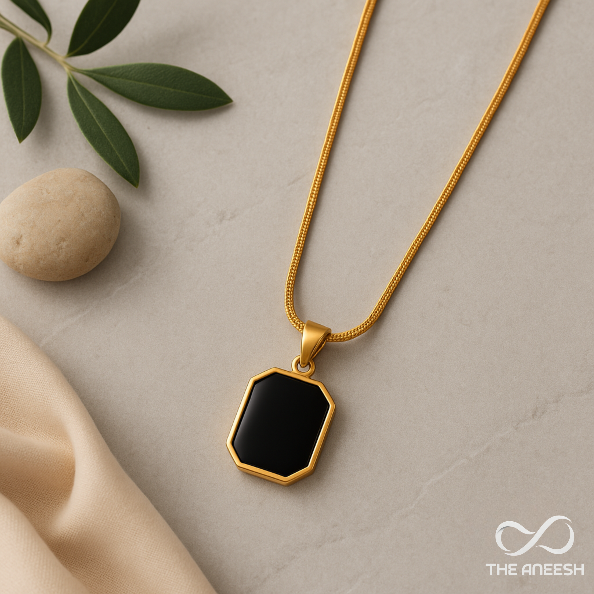 HexaEdge Onyx Pendant Necklace – Gold & Silver Edition