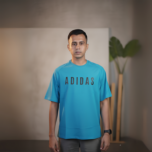 Adidas  Men's Oversized Trefoil T-Shirt (Blue)