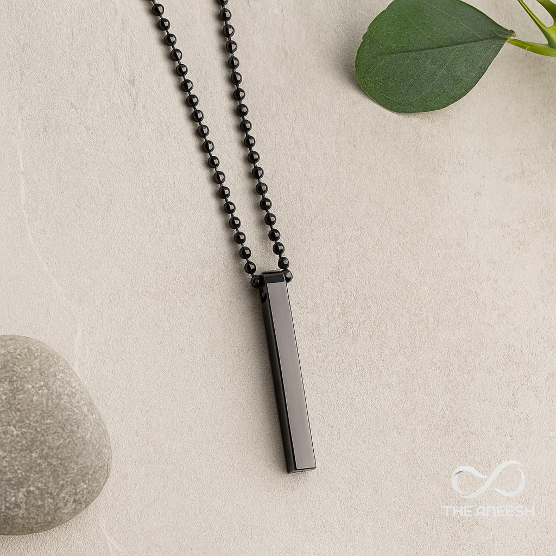 Vertical Bar Pendant Necklace – Sleek Style in Black & Silver
