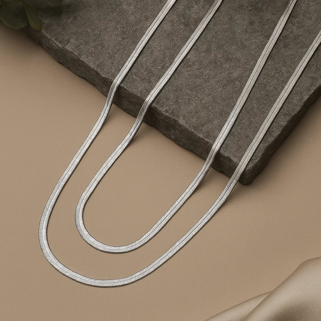 Flat Minimalist Chain Necklace – Gold & Silver Edition